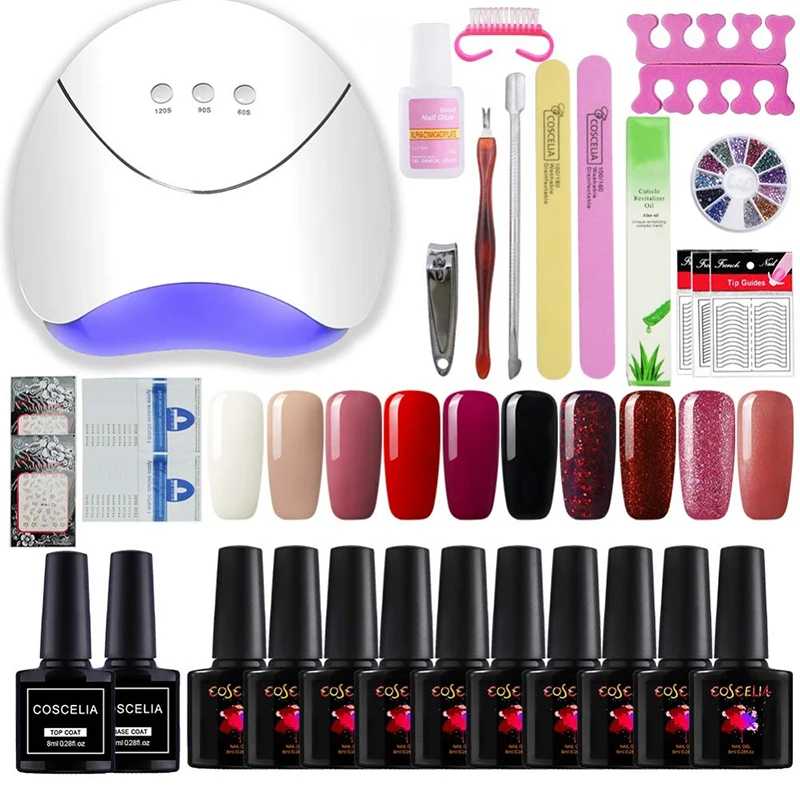 

Manicure Set Nail Kit Dryer 36W UV LED Lamp&UV Gel Varnish Polish Top Base Coat For Manicure Gel Nail Polish Nail Art Sets