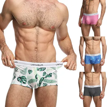 

Men's Boxers New Letter Print Boxershorts Slim Low Waist Comfortable Boxer Briefs Underwear gay трусы мужские boxer short men
