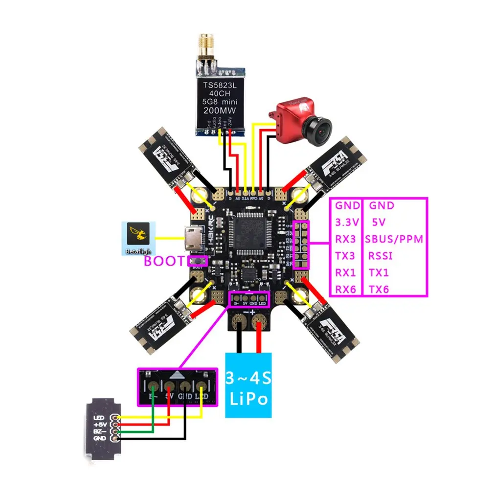 HAKRC PDB F4 Контроллер полета 2-4S интегрированный Betaflight OSD для радиоуправляемого дрона FPV гоночные запчасти аксессуар