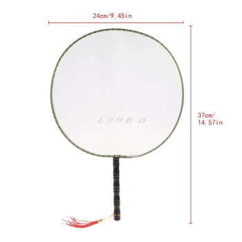 

24cm Summer Elegant Round Hand Paddle Fan White Blank Cloth Kids Painting Toy
