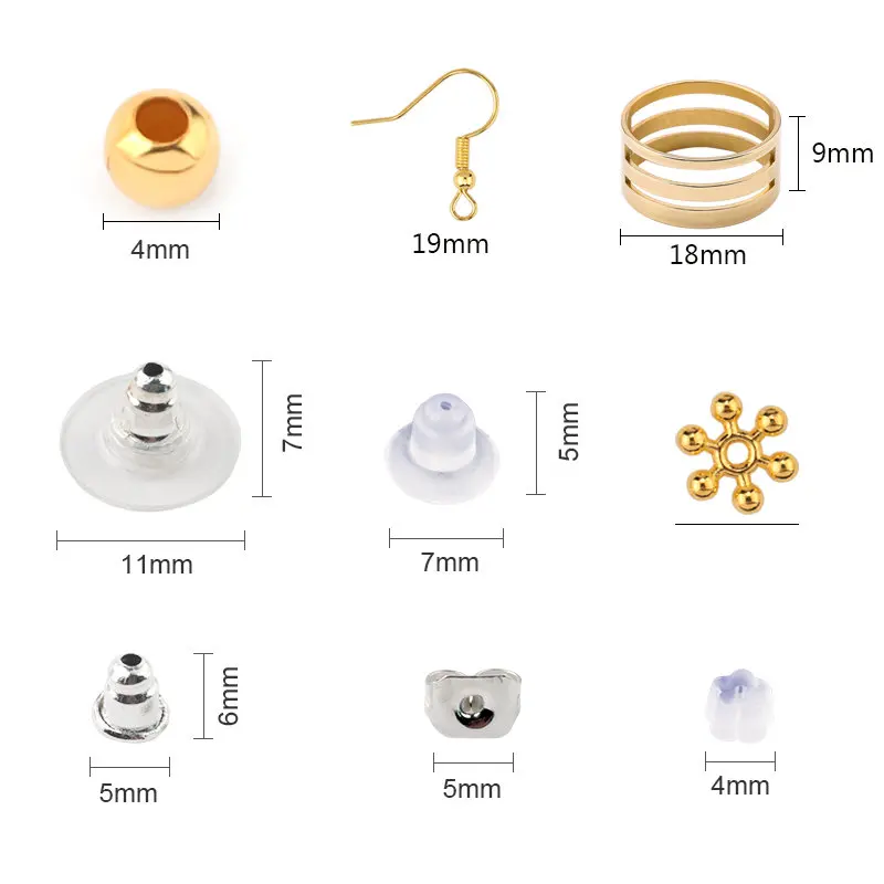 Zubehör für die Schmuckherstellung aus Edelstahl, offene Biegeringe, Abstandshalter, Perlen, Ohrringhaken für DIY-Armbänder, Schmuckherstellungsset, Set-Box – Detail 9