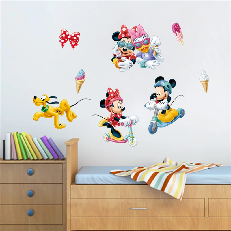 

Cartoon Disney Mickey Minnie Mouse Sweet Tube Wall StickersFor Kids Room Party Home Decor Wall Decals PVC Mural Art DIY Poster