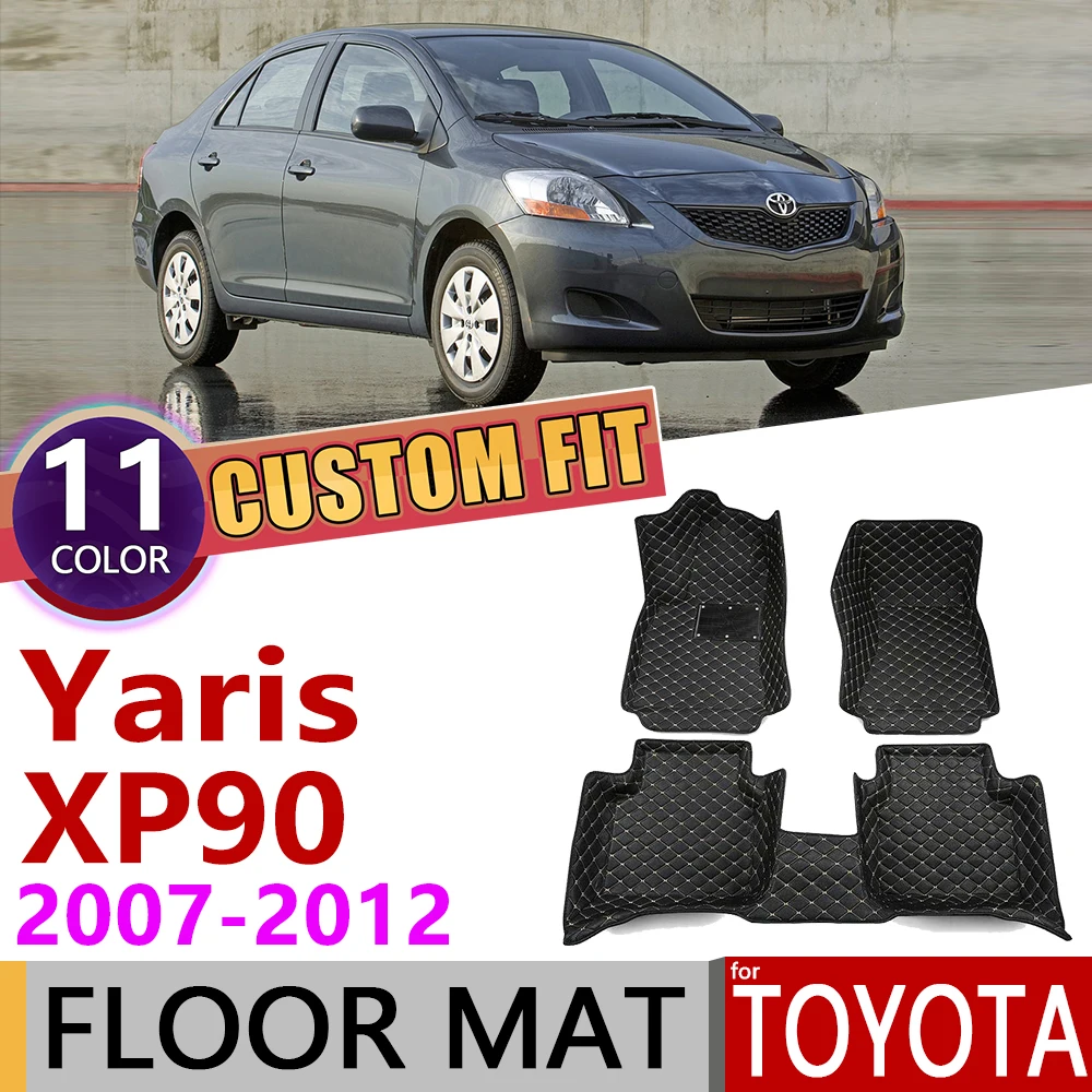 Пользовательские кожаные автомобильные коврики для Toyota Yaris Vios Belta Limo Sedan XP90 XP 90 2007 ~