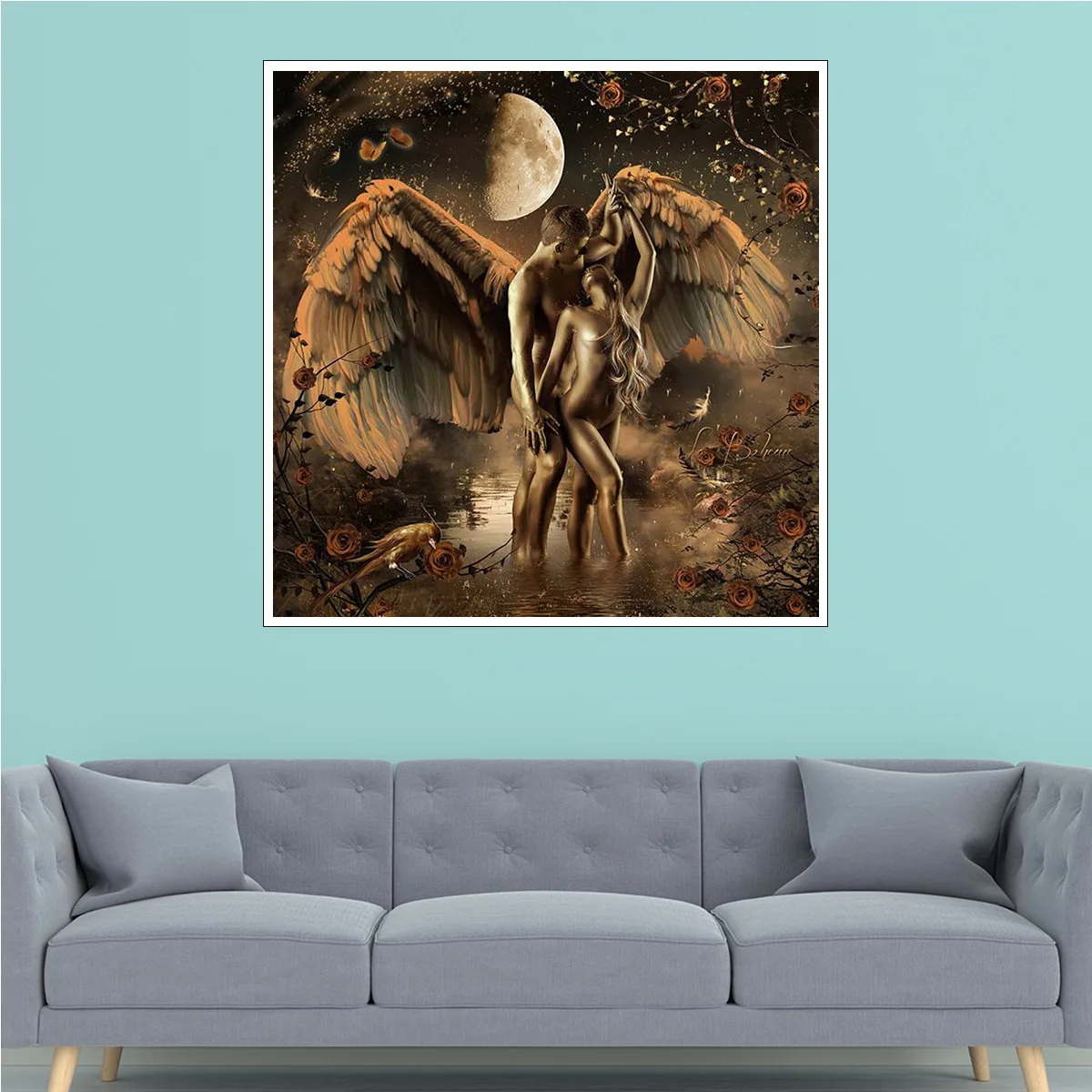 

Canvas Painting Angels and Demons Poster and Prints Painting Wall Pictures for Home Living Room Decoration