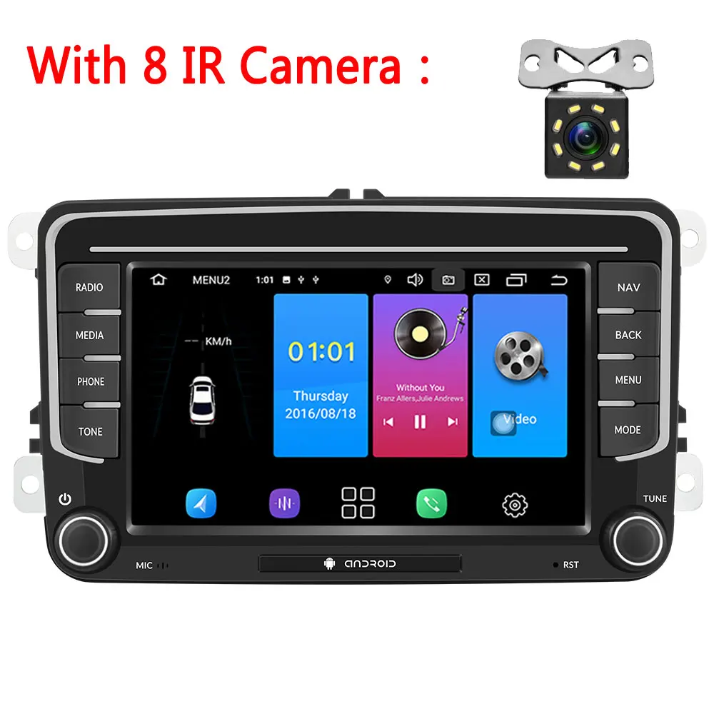 With 8 IR Camera LeeKooLuu Android 9,0 автомобильный Радио стерео 1G+ 16G gps мультимедийный плеер для VW Passat Golf MK5 MK6 Jetta T5 EOS POLO Touran Seat - Цвет: With 8 IR Camera