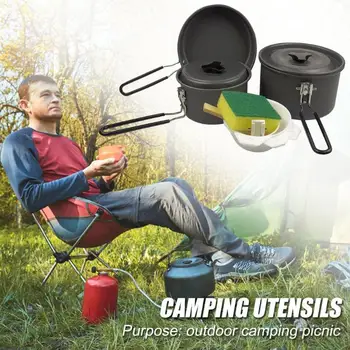 

Aluminum Alloy Collapsible Cookware Portable Small Pot Cauldron Frying Pan for Outdoor Picnic Camping Hiking Cooking Tools