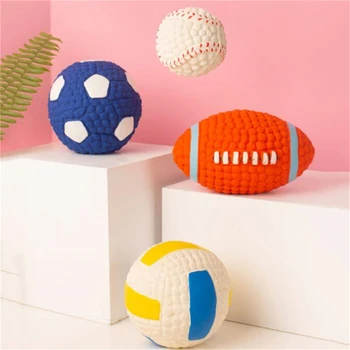 

Soft Latex Pet Dog Toy Ball Squeak Toys Cleaning Tooth Chew Voice Toy Pet Supplies Non-toxic Training Balls Durable