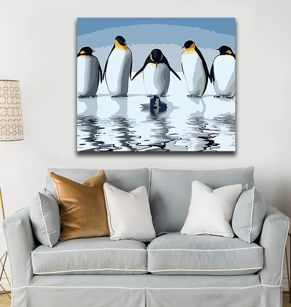 DIY-Coloring-paint-by-numbers-Penguin-on-the-snow-paintings-by-numbers-with-kits-40x50-framed