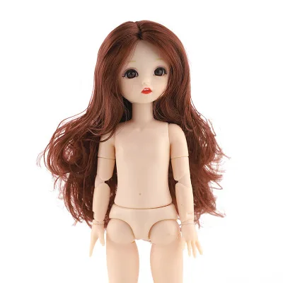 30CM Girl BJD Nude Body Bjd Doll 22 Joints Moveable Body Dolls Accessories 3D Eyes Nude Body Toy DIY Long Hair Doll Girls Toys 13