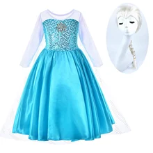 Для девочек Косплэй «Принцесса Эльза» платье принцессы для детей, для ролевых игр и Снежная королева 2 для детей на Рождество, карнавал, вечеринку праздничный костюм на день рождения с изображением Эльзы, комплект