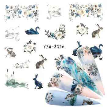 

WUF 1 Sheets Summer Series Nail Water Decals Rabbit Pattern Tranfer Sticker Nail Art Decoration