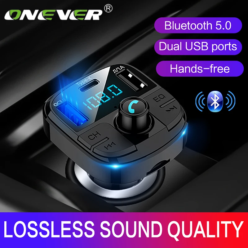 Автомобильный комплект с Fm трансмиттером Onever Bluetooth 5 0 MP3 модулятор автомобильное