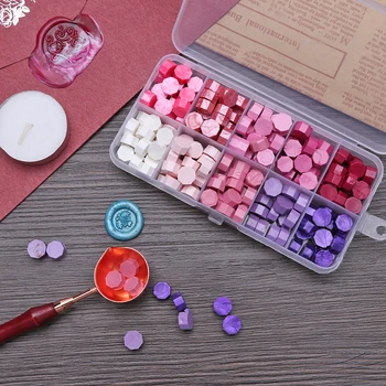 

200Pcs/box Octagon Fire Painting Pills Sealing Wax Grain Beads for Envelope Wedding Invitation Decorative Stamp Craft Gift
