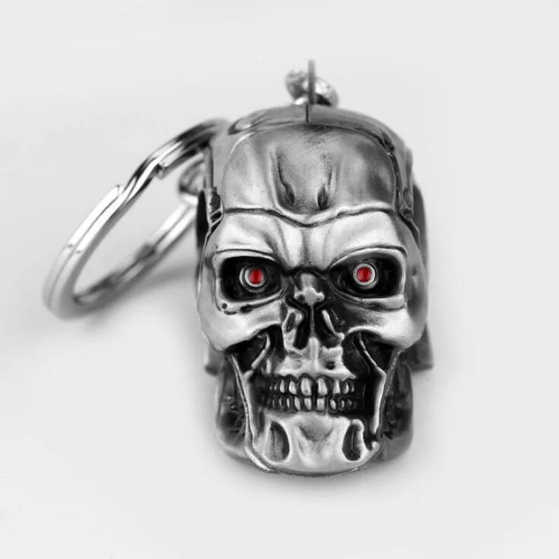 

20pcs/lot Fashion Jewelry Silvery Jewelry Pendant Movie Terminator Skeleton Mask keychain Skull Key Ring For Men Car Key Chain