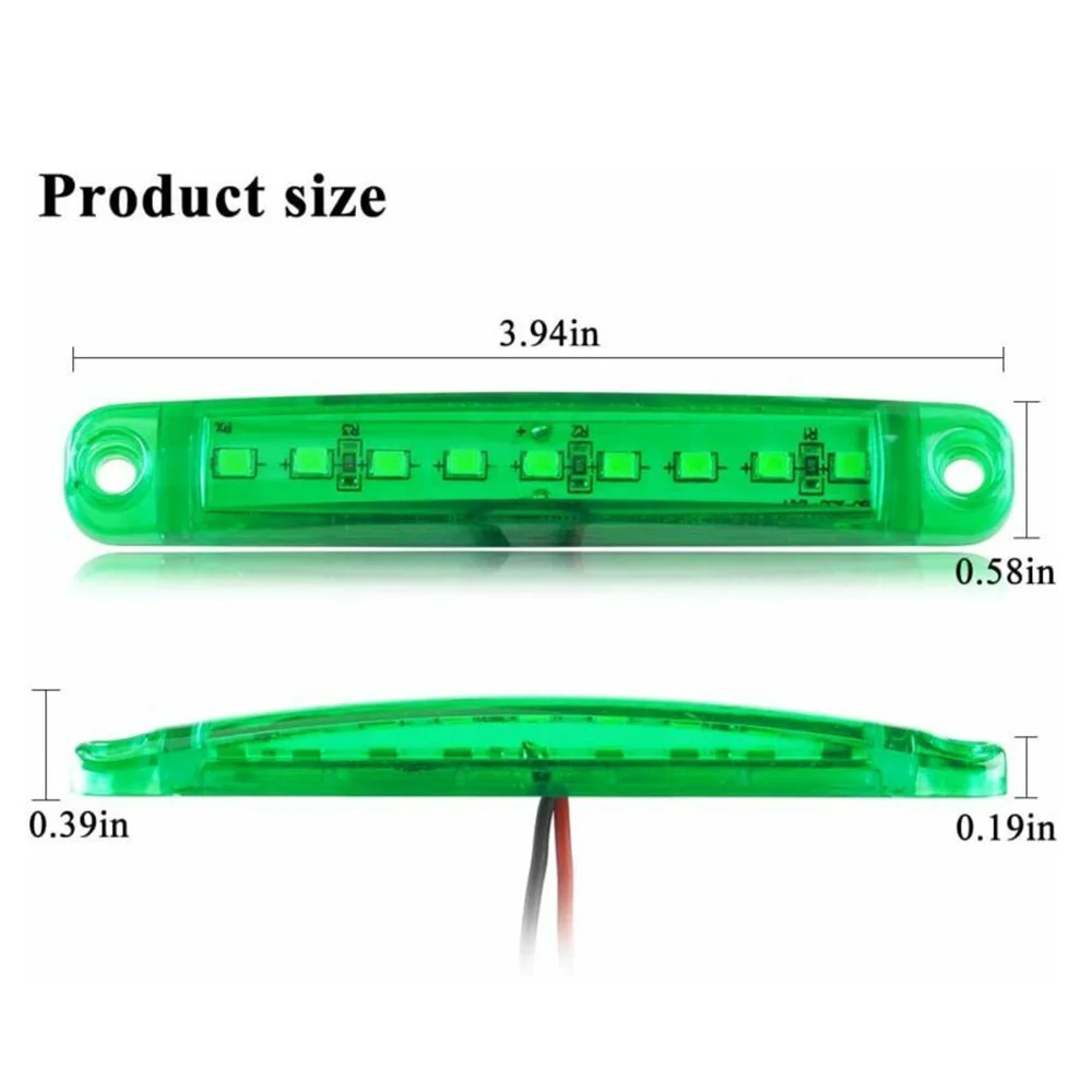 Универсальный полосы светильник зеленый 9-светодиодный AC/DC 12V-24V Грузовик боковой