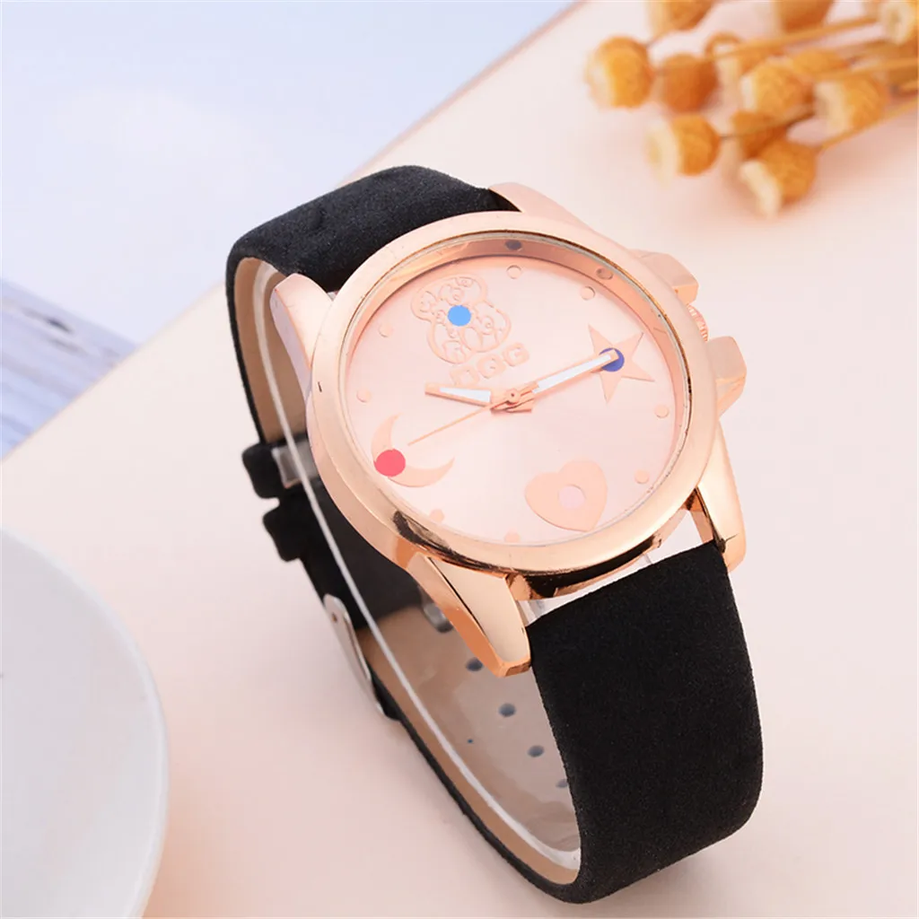 

Ladies Scrub Belt Watch Surface Star Moon Korean Fashion Casual Women's Watch Leather Buckle Relojes Para Mujer