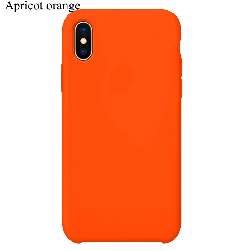 apricot orange Роскошный официальный силиконовый чехол с логотипом чехлы для iPhone 6 s 7 8 plus для Apple IPhone X XS Max XR айфон 8 плюс афон айфона xr кейс чехля чехла чехле бампер case cover - Цвет: apricot orange