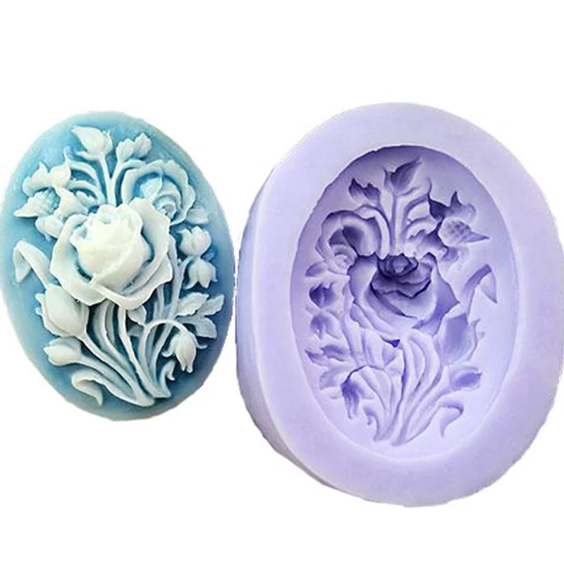 Silicone Mold Ellipse Carved Silica Gel Soap Mold DIY Square Cake Shape Soap Mold Production Consumable 3D Manual Decoration Tool