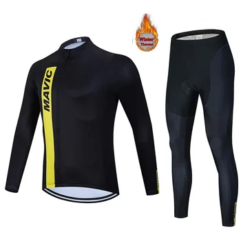 

Mavic 2019 Boys Cycling Jersey Long Sleeve Cycling Clothing Winter Thermal Fleece Cycling Set Kids 3D Cushion Cycling Trousers