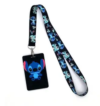 

10pcs stitch Credit Card Holders Bank Card Neck Strap Card Bus ID holders Identity badge with lanyard key chains