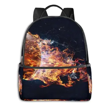 

2020 Hot Sale Women Men Unisex Football With Fire Backpack New Trend Teenager School Bag Couples Back Pack Travel Bag