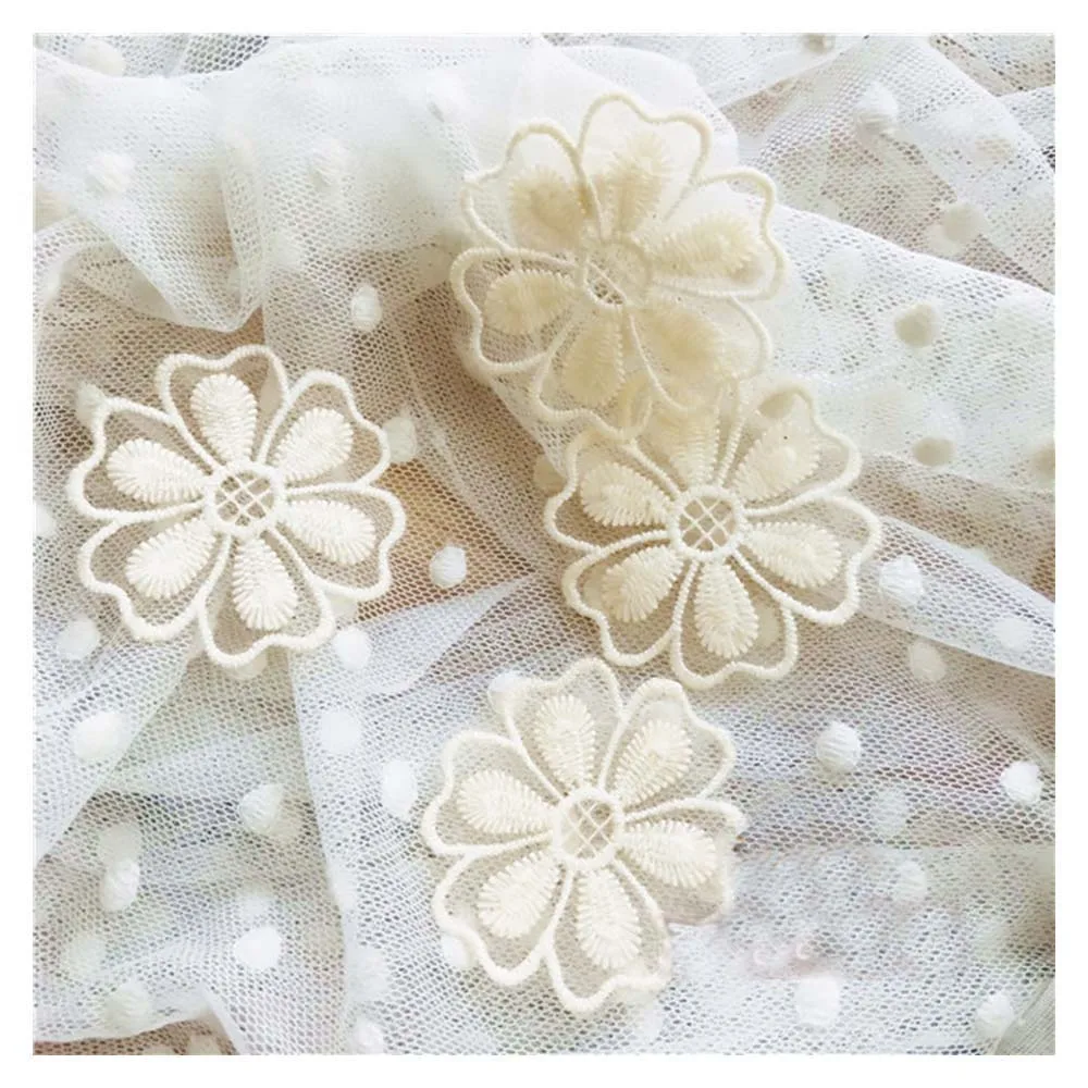 

Flower Appliques 15pcs Apricot Embroidery Floral Patches for Dress Sweater Clothes Mending Holes 5cm 2" Wide L14F17