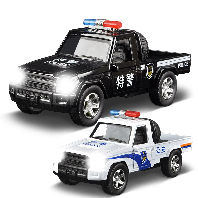 Police Fire Pickups Truck Model 1:43 Sound & Light Alloy Diecast Ambulance Vehicle Collectible Toy Cars for Boys Children Y178
