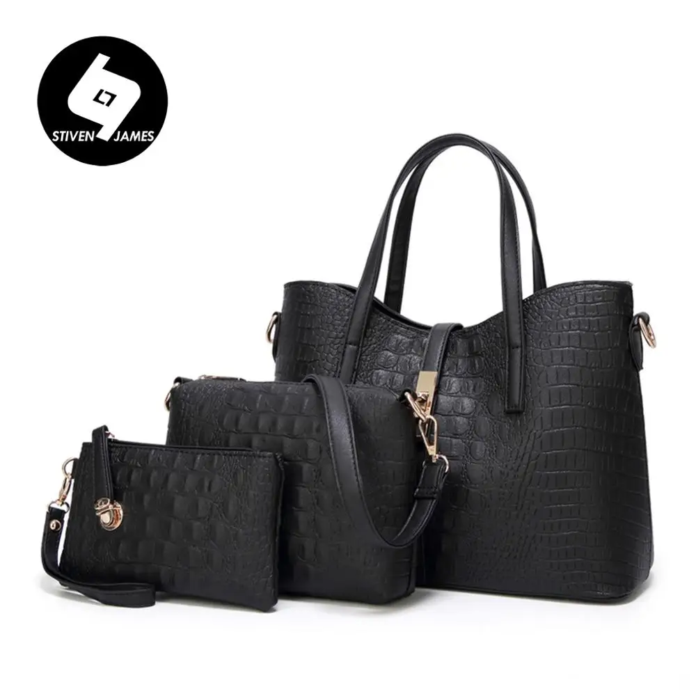 

STIVEN JAMES 3 PCS Alligator Handbags Women Crossbody Bag PU Leather Clutch Purse Ladies Fashion Shoulder Bags All-Match Handbag