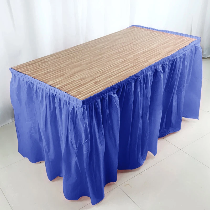 Solid Color Disposable Plastic Table Skirt Baby Shower Birthday Party Outdoor Wedding Party Table Skirt Decoration