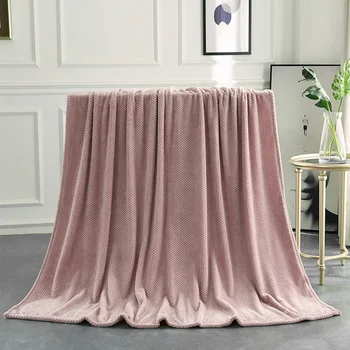 

Flesh Pink Color Bedspread Cover For Bed Sofa Christmas Gift Dropship Flannel Fleece Velvet Throw Blanket Soft Blanket