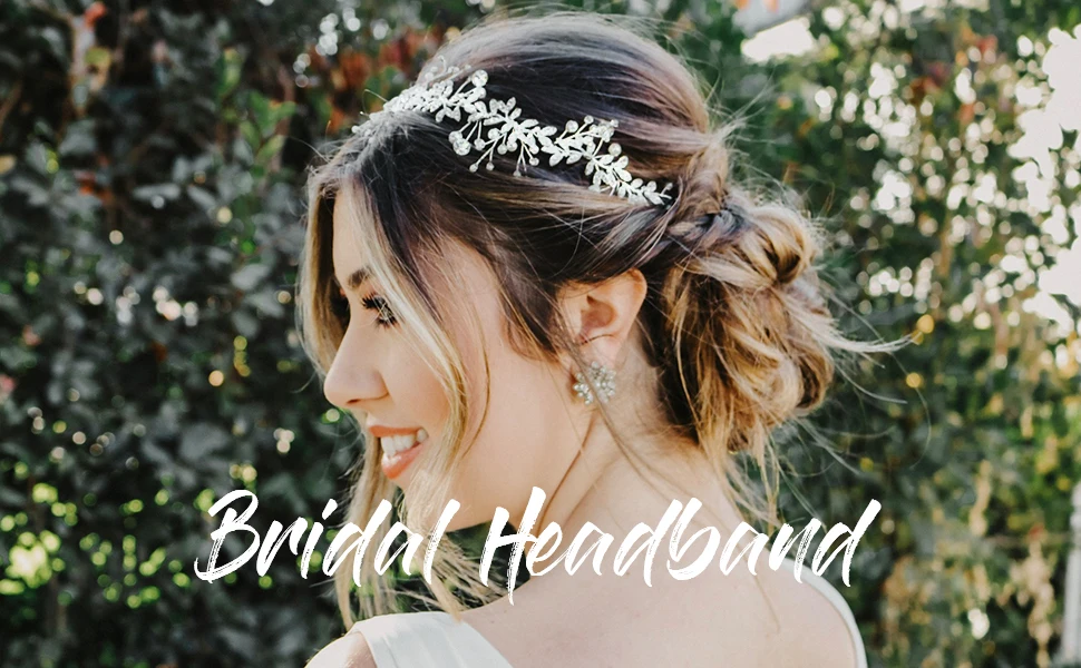 TOPQUEEN HP233 Wedding Hair Ornaments for Women Tiaras Bridal Rhinestone Headband Alloy Leaves Wedding Headpieces Headwear