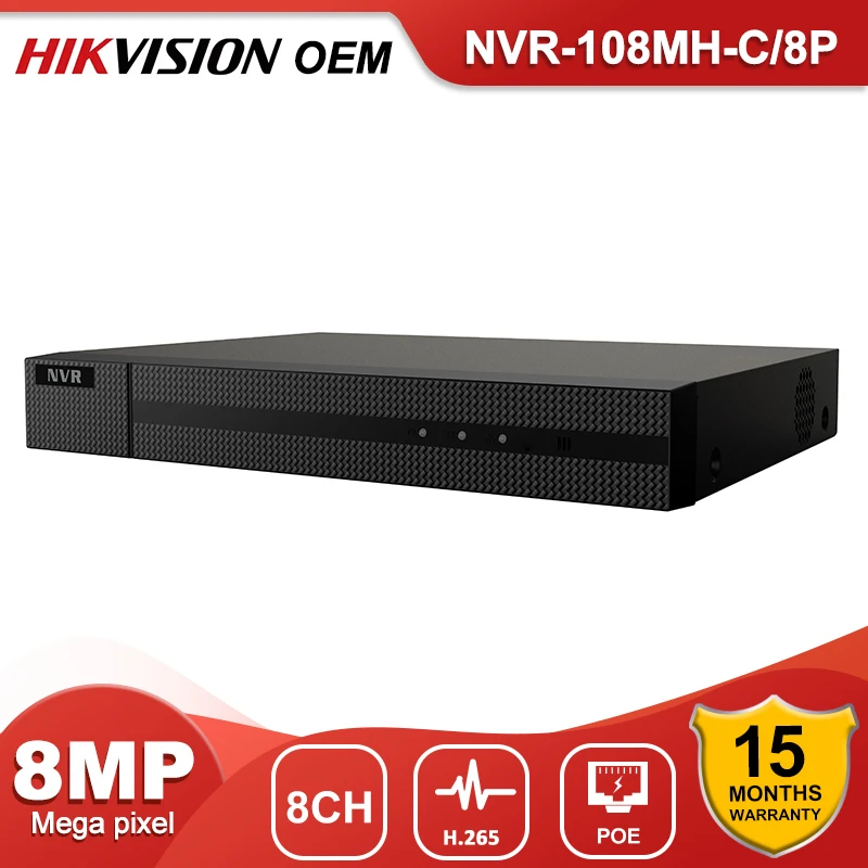 Hikvision OEM NVR-108MH-C/8P 8CH 4K POE NVR сетевой видеорегистратор системы видеонаблюдения H.265