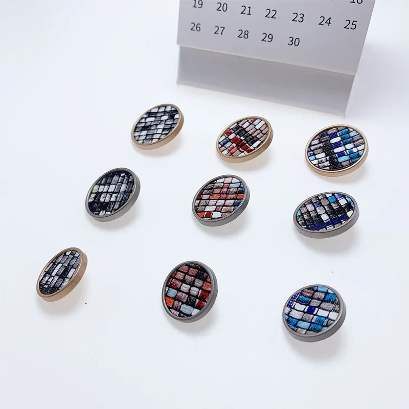 

10 PCS Multicolor Printing Round Metal Buttons Shank Buttons for Jacket Windbreaker Decoration DIY Sewing Garment Accessories