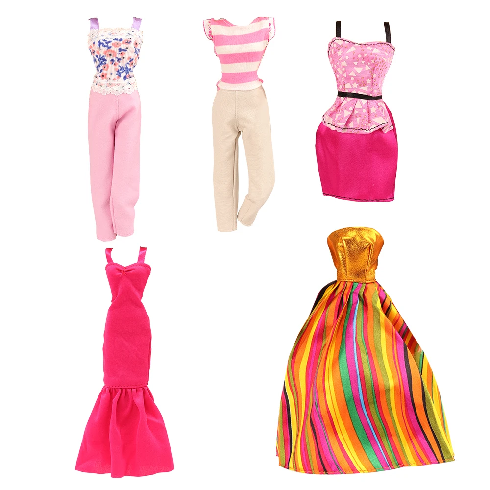 Недорогие изделия ручной работы, 5 предметов/партия, аксессуары для кукол, одежда для платья, Одежда для кукол Барби, подарок для детей