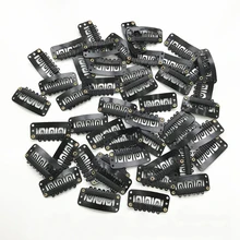 20 шт./компл. наращивание волос заколки черный Нержавеющая сталь зажимы для парика с резиновым расчески заколки 6 TeethFor Сделай Сам DIY бигуди для волос удлинитель накладки из искусственных волос