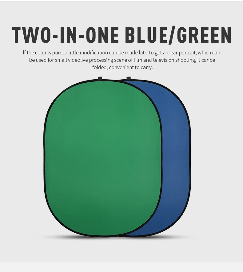 2 in 1 Green Blue Background Collapsible Screen Panel Backdrop Reflector for Pho