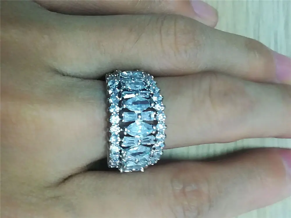 Size 6-10 Rings Women Jewelry White Wedding Gorgeous 925 Silver
