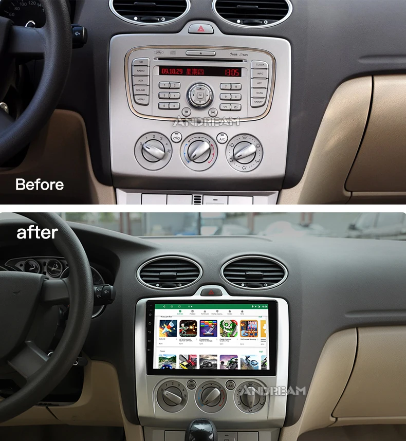 2 din Автомобильный мультимедийный плеер для ford focus Android навигация 2 3 2004-2007 9 дюймов Восьмиядерный Android 8,1 головное устройство Carplay