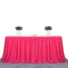 Столовая посуда ткань золотой шелк ребристый стол юбка нейлоновый тюль для вечерние свадебные принадлежности для украшения стола на день рождения