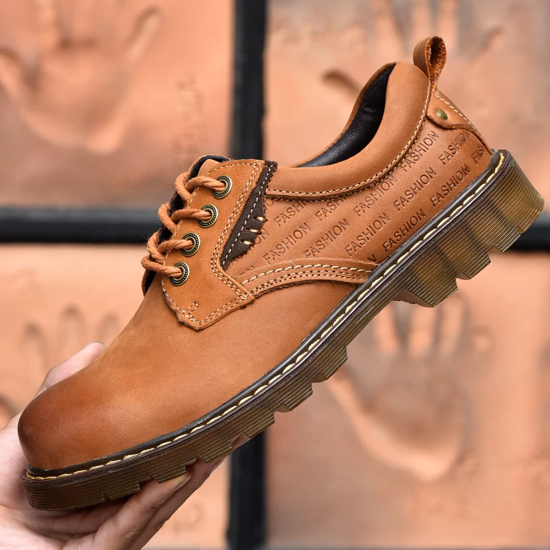 

Men Real Leather England Style Boots Spring Autumn Winter Shoes Men Leather Boots High Work Safety Shoes Fashion Plus Size 46