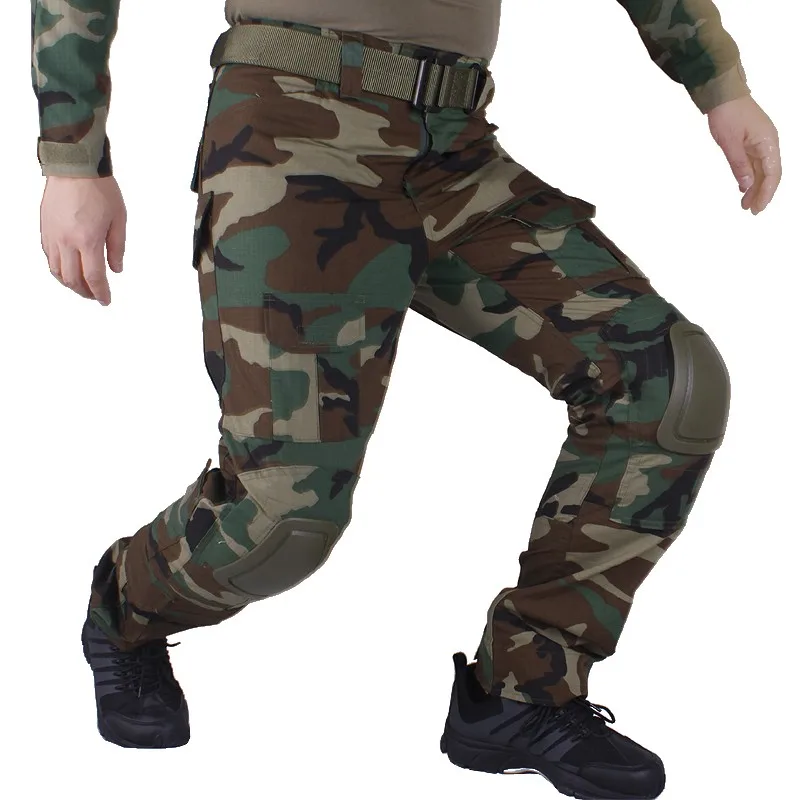 Лесной Военная Маскировочная брюки охотничьи брюки мужские карго БДУ брюки военные армейские камуфляжные страйкбол тактические брюки с наколенниками
