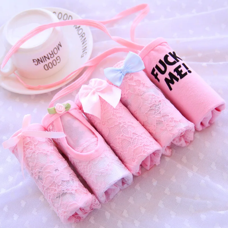 

5PCS/ Set Sexy Lace Panties Women Fashion Cozy Pretty Briefs High Quality Cotton Low Waist Cute Feminine Underwear