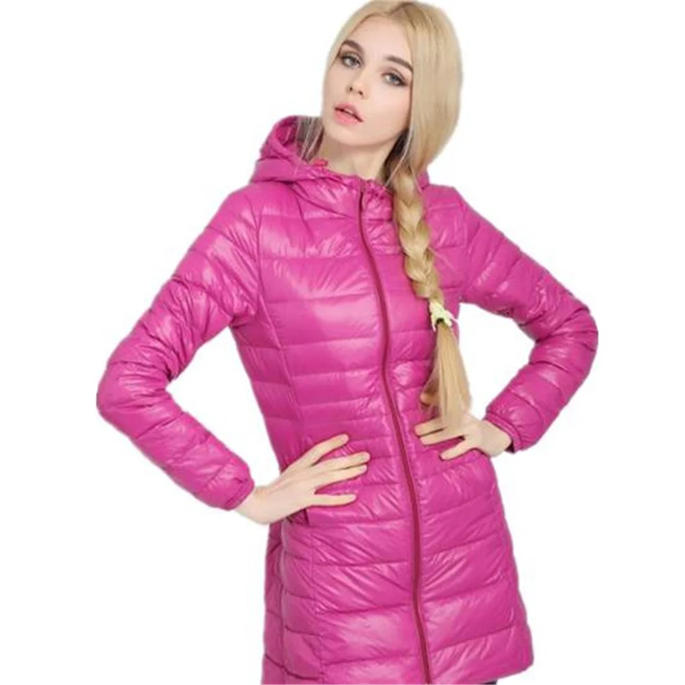 

Women Down Jacket with Hood Winter Warm Solid Womens Long Down Jackets Casual Female Clothes