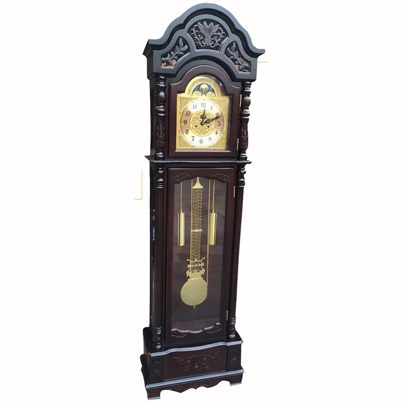 antique pendulum carved wooden solid wood mechanism Movement floor standing clock