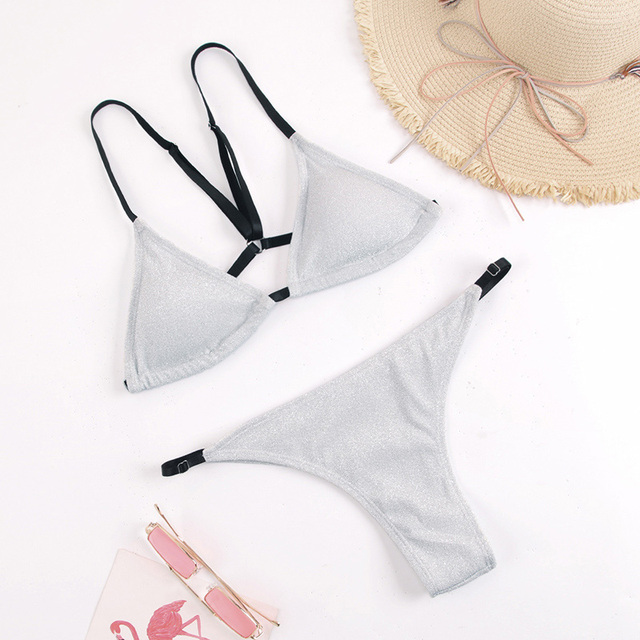 Print Bikinis Female 2019 Chest Bow Bandage Swimsuit Women'S Beach Fashion Plaid Push Up Bikini Set High Quality Biquini