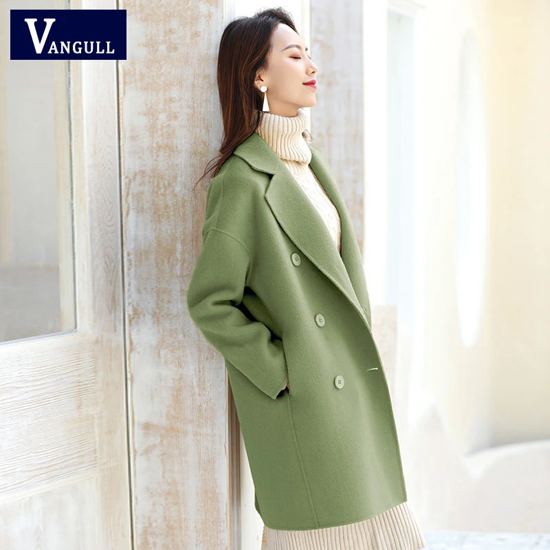 

Vangull Women Woolen Coats Female Long Sleeve Turn-Down Collar Loose Casual Outwear 2019 Autumn Winter New Solid Plus Size Coats