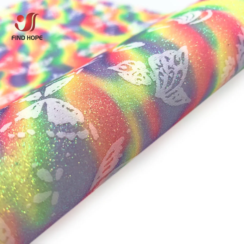 PU Leather Sewing Fabric Vinyl Butterfly Colorful Fine Glitter Shiny DIY Brooch Hair Bow Earring Handmade Material Sheet /roll