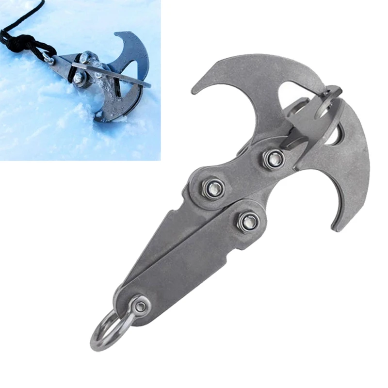 

Multi Tools Stainless Steel Survival Folding Grappling Hook Climbing Claw Outdoor Gravity Carabiner Rescue Gear small Silver
