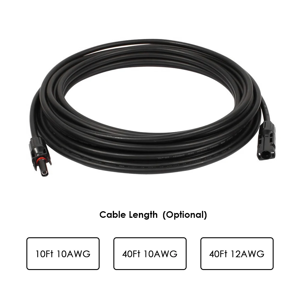 40 футов черный 12AWG удлинитель для панели солнечных батарей кабель провода с MC4 женский и мужской разъем