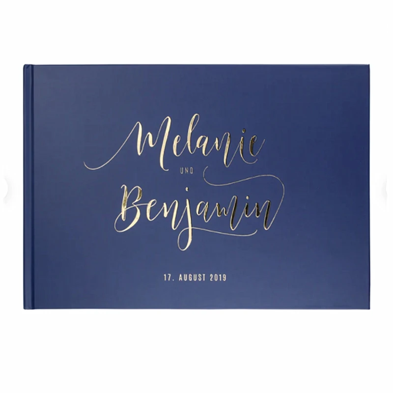 

Personalized Guestbook Wedding Deluxe,marine blue,very classy,Gold finishing,Gold foil Hardcover Guest book,Color Editable